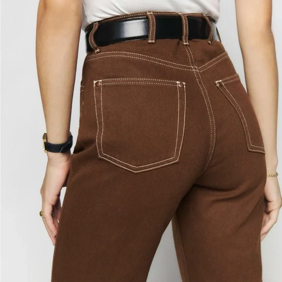 Reformation straight legged high waisted brown jeans size 25 - Picture 3 of 9